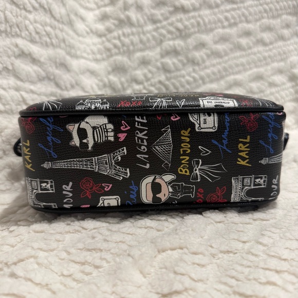 Karl Lagerfeld Black Multicolor Paris Print Maybelle Crossbody Bag NWT - Picture 8 of 11